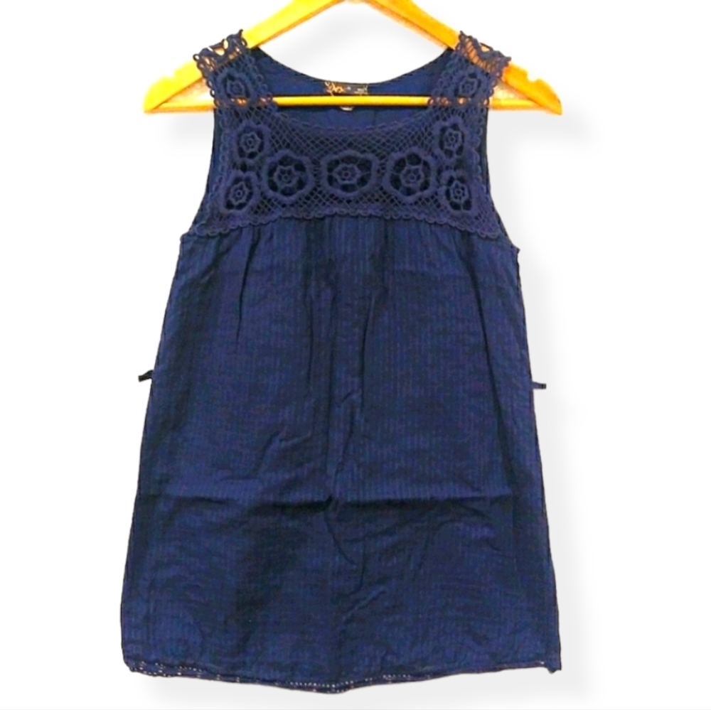 DEX Navy Blue Sleeveless Babydoll Top XS